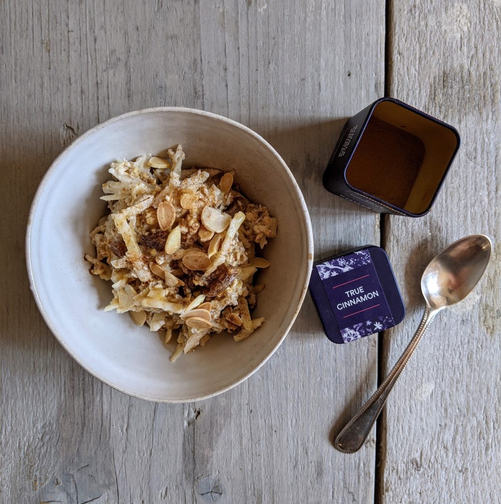 Bircher Muesli with Grated Apple + True Cinnamon Rooted Spices